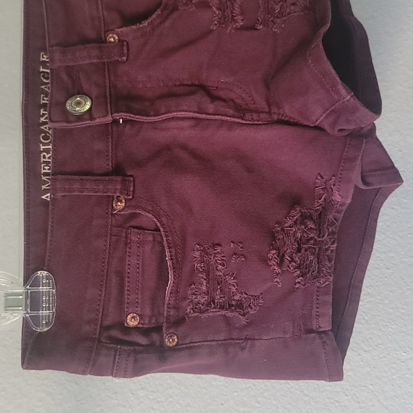 American Eagle Outfitters - Maroon Stretch Shortie - Size 2 - Picture 4 of 10